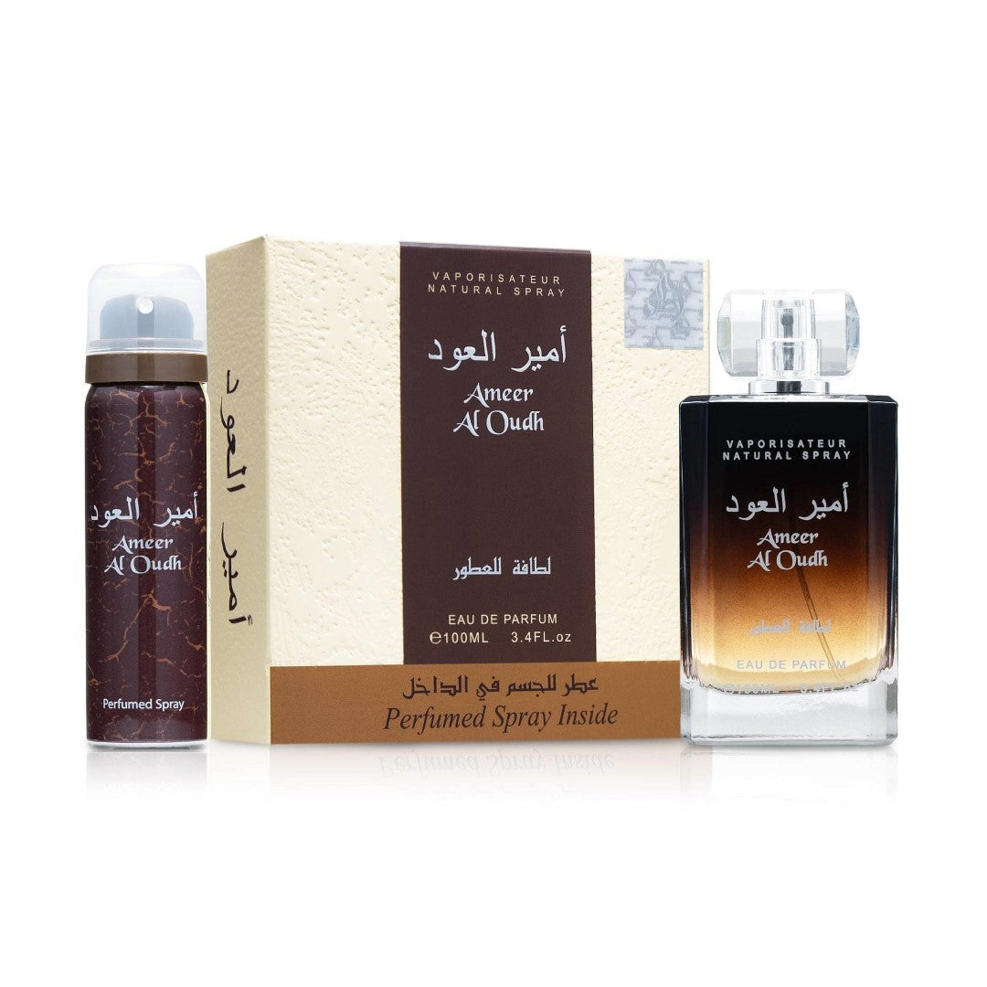 Подаръчен комплект Lattafa Ameer Al Oudh Унисекс – 100 ml + 50мл парфюмиран дезодорант вдъхновен от Montale Black Aoud